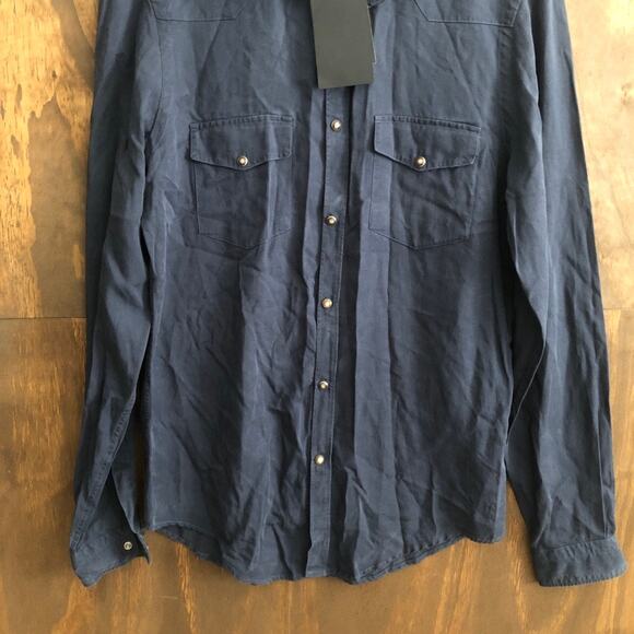 Zara Men Shirt Blue Relaxed Fit Button Down 100% Lyocell Long Sleeve Small - Picture 3 of 13